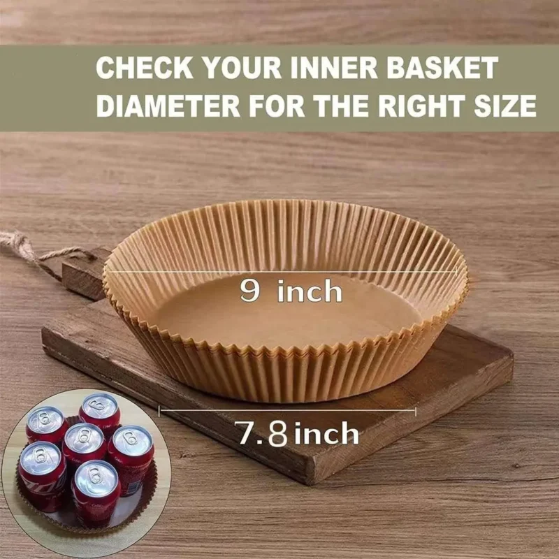 50PCS Ideal Kitchen Air Fryer Paper Liner Round 7.8 inch,Baking Disposable Air Fryer Parchment Paper, Multipurpose Oil-absorbing - Image 6
