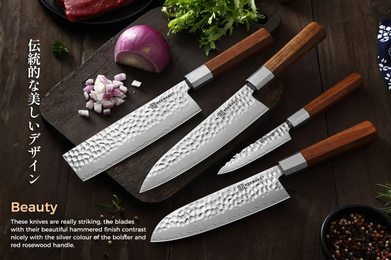 KEEMAKE Kitchen Knives 1-4PCS Set High Carbon Stainless Steel Utility Chef's Santoku Cleaver Japanese Slicing Knife Tools - Image 6