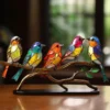 Acrylic Birds on Branch Statue Art Craft Desktop Birds Sculpture Collectibles Holiday Gifts Home Decor for Living Room Bedroom